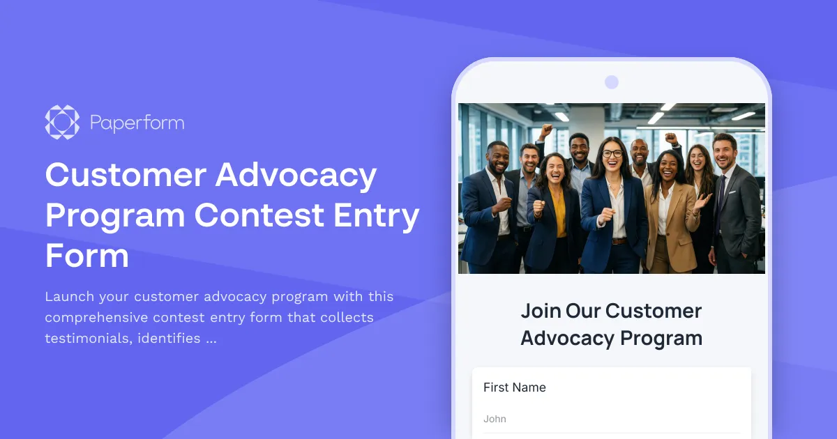 Customer Advocacy Program Contest Entry Form
