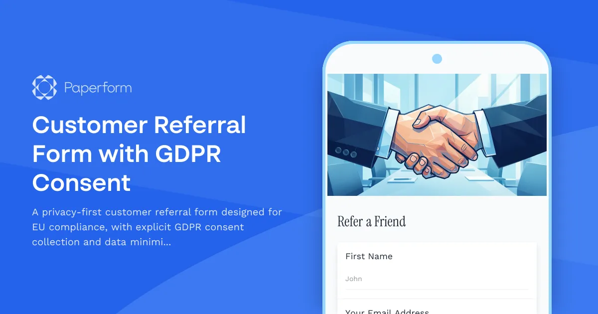 Customer Referral Form with GDPR Consent