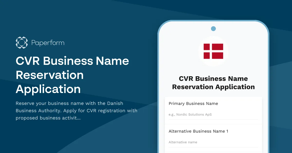 CVR Business Name Reservation Application