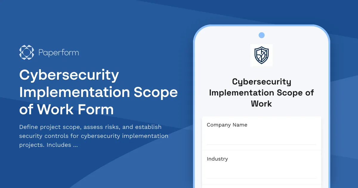 Cybersecurity Implementation Scope of Work Form