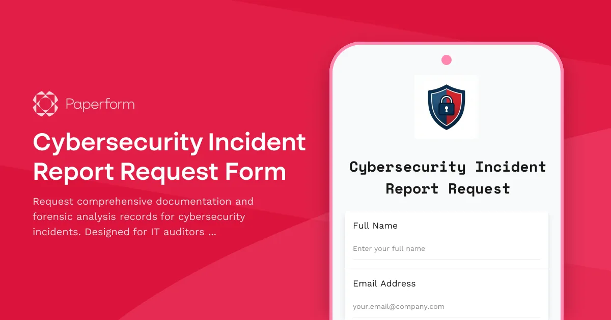 Cybersecurity Incident Report Request Form