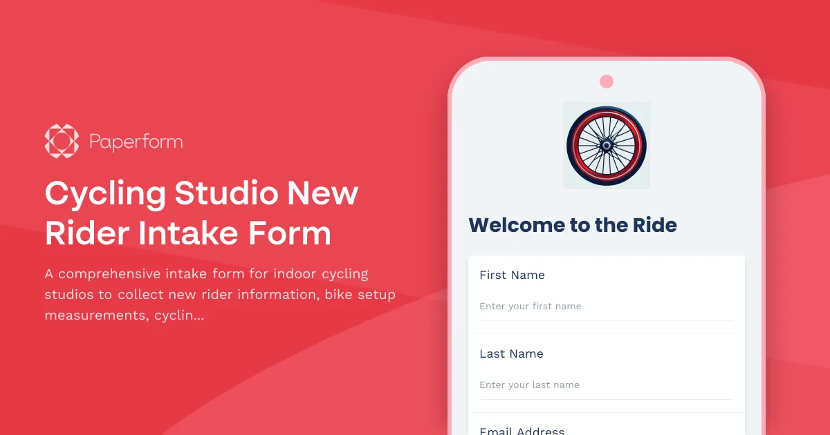 Cycling Studio New Rider Intake Form