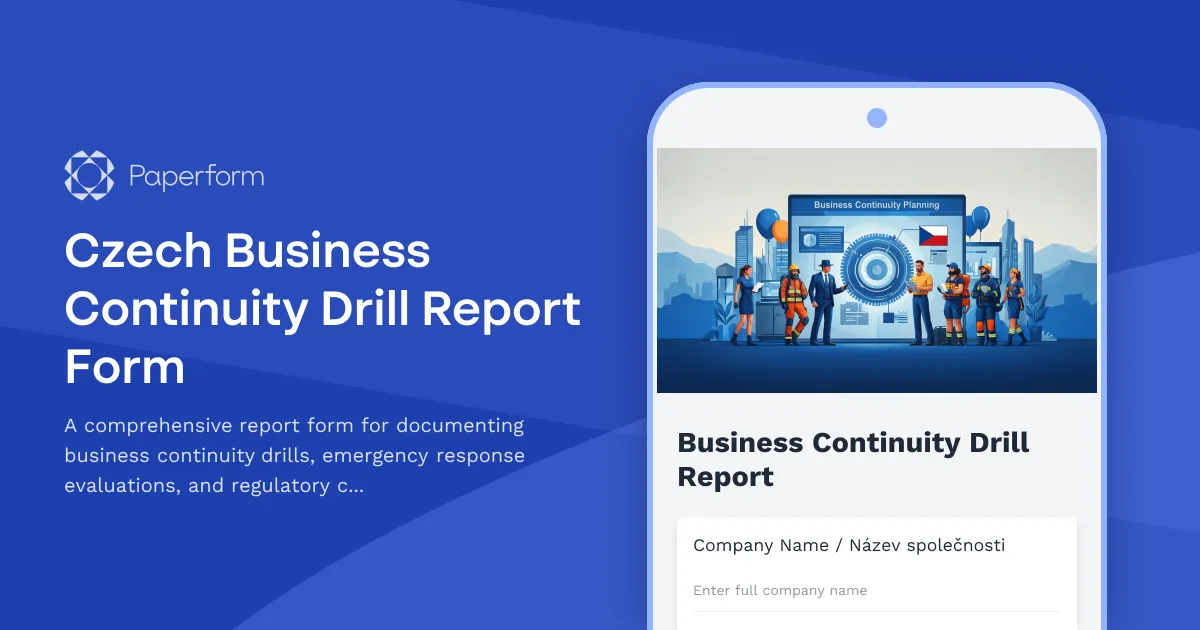 Czech Business Continuity Drill Report Form