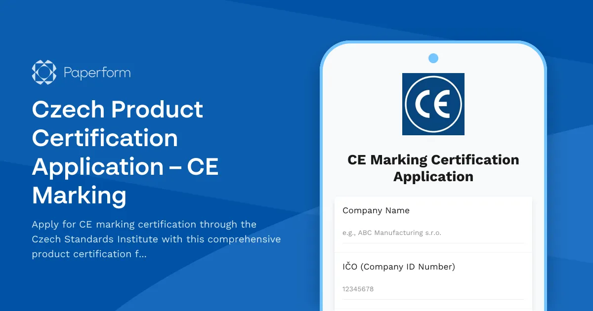 Czech Product Certification Application – CE Marking