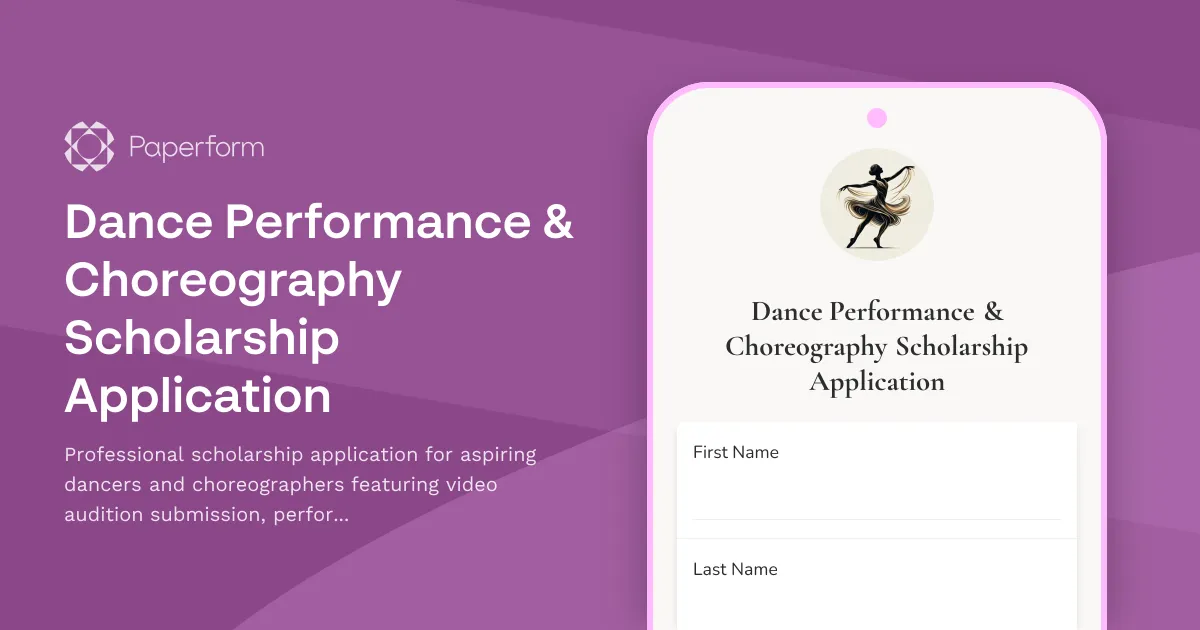Dance Performance & Choreography Scholarship Application