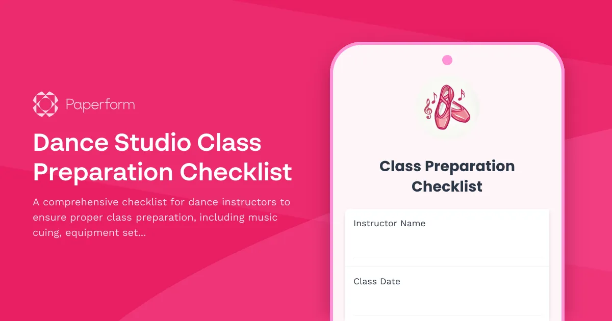 Dance Studio Class Preparation Checklist