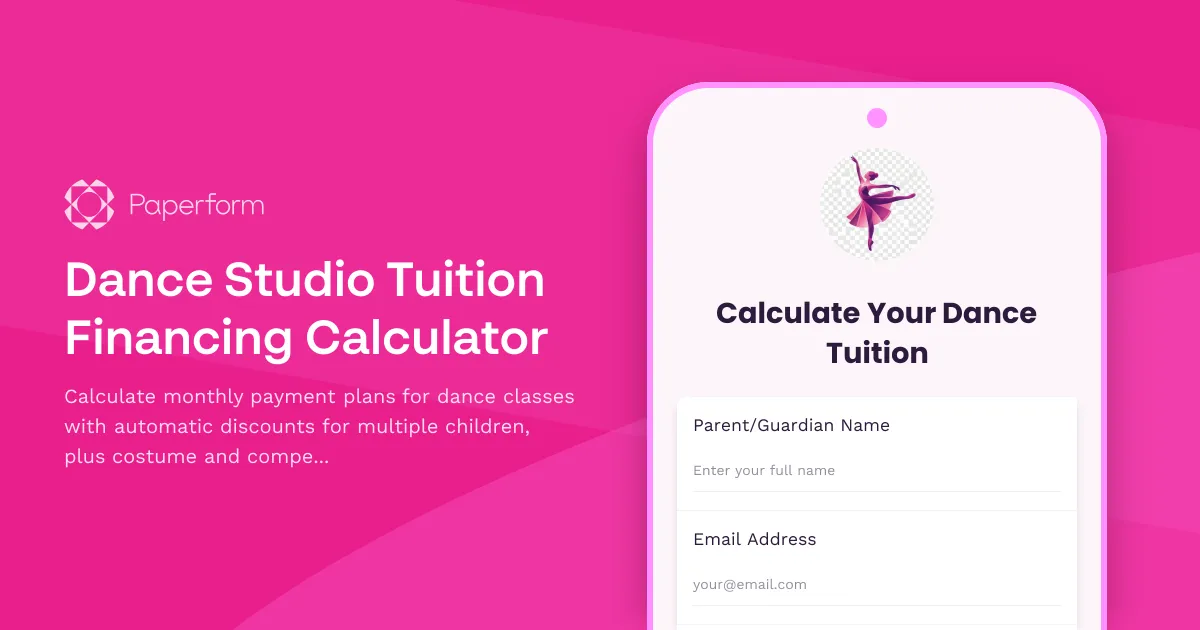 Dance Studio Tuition Financing Calculator