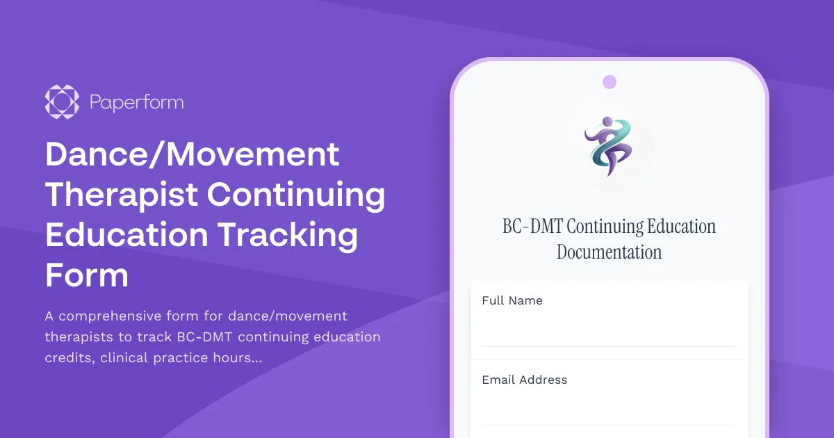 Dance/Movement Therapist Continuing Education Tracking Form
