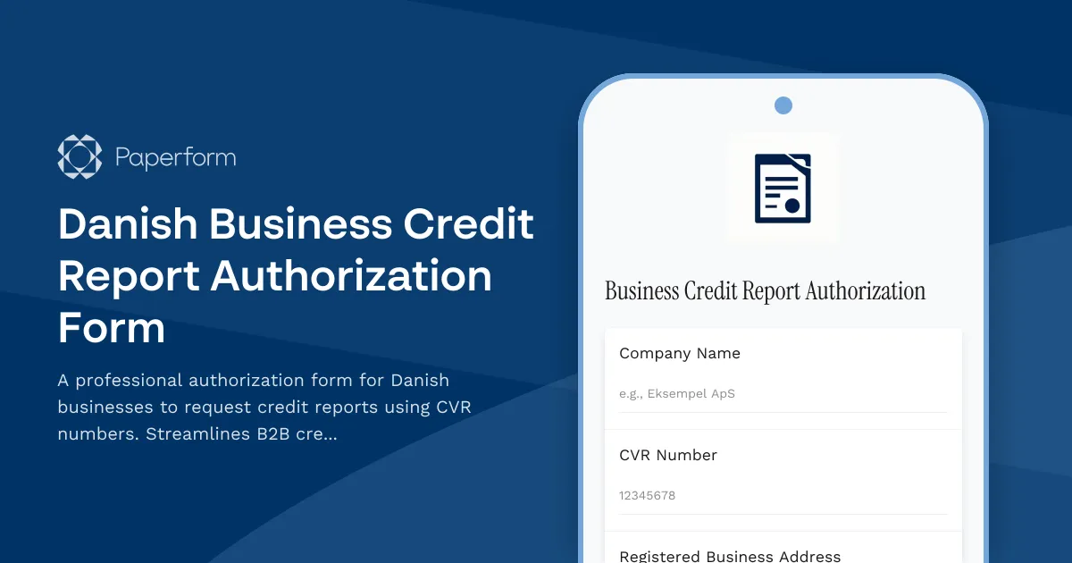 Danish Business Credit Report Authorization Form