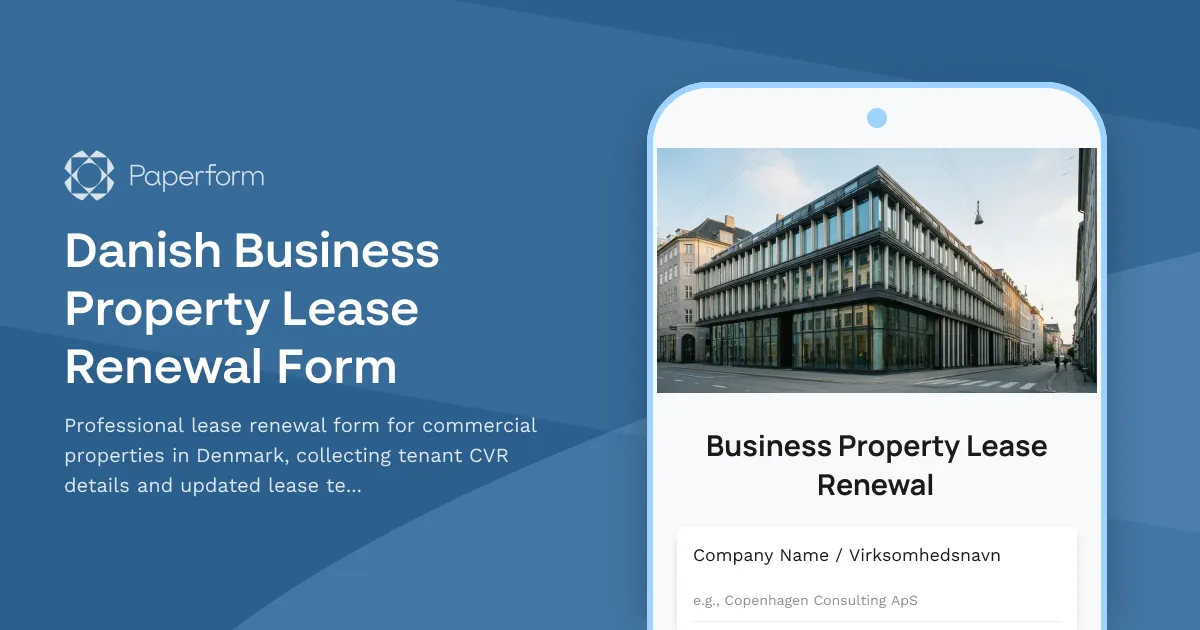 Danish Business Property Lease Renewal Form