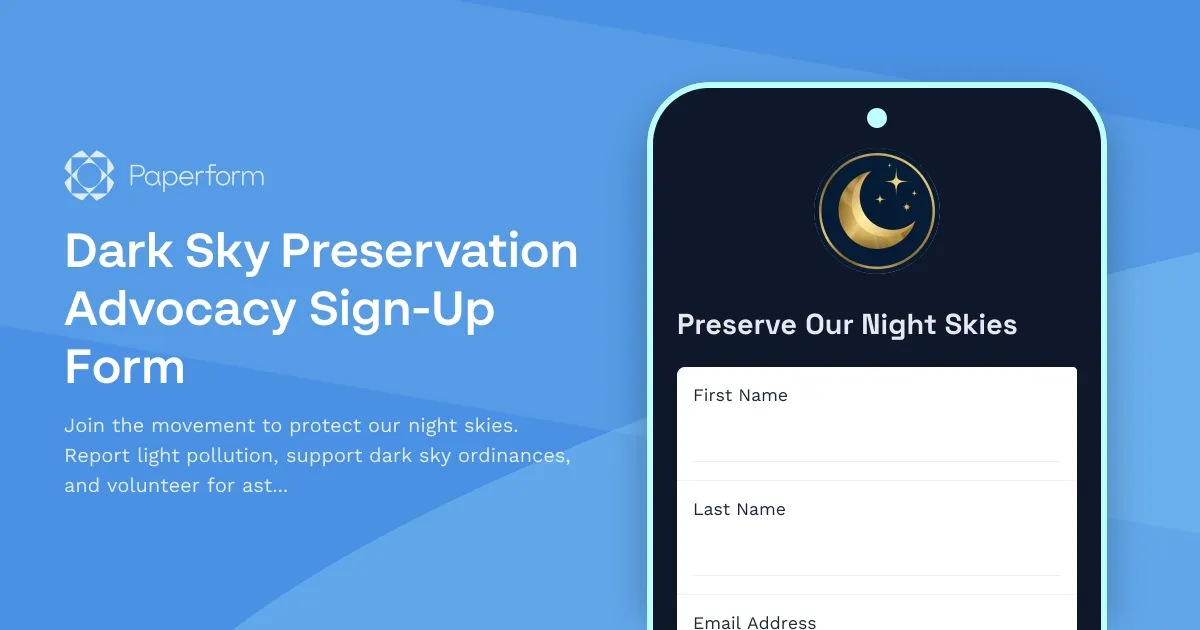 Dark Sky Preservation Advocacy Sign-Up Form