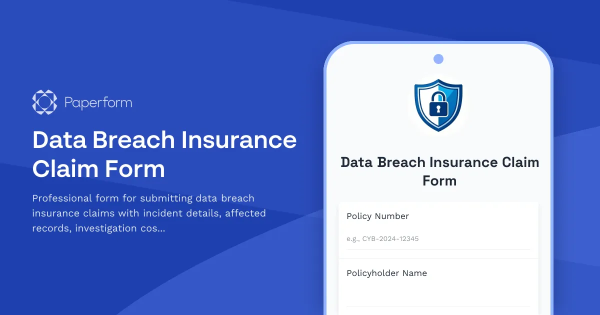 Data Breach Insurance Claim Form