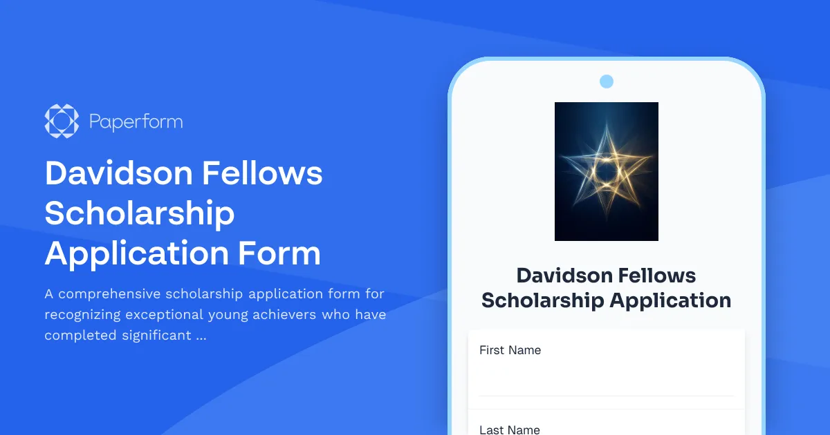 Davidson Fellows Scholarship Application Form