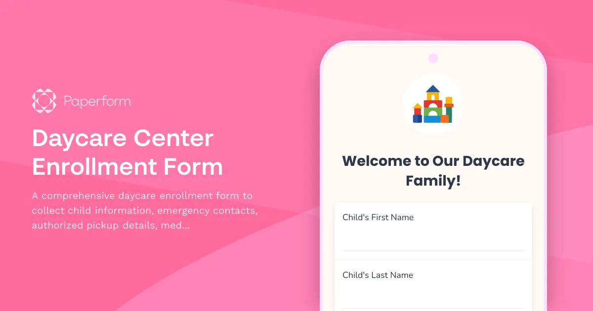 Daycare Center Enrollment Form