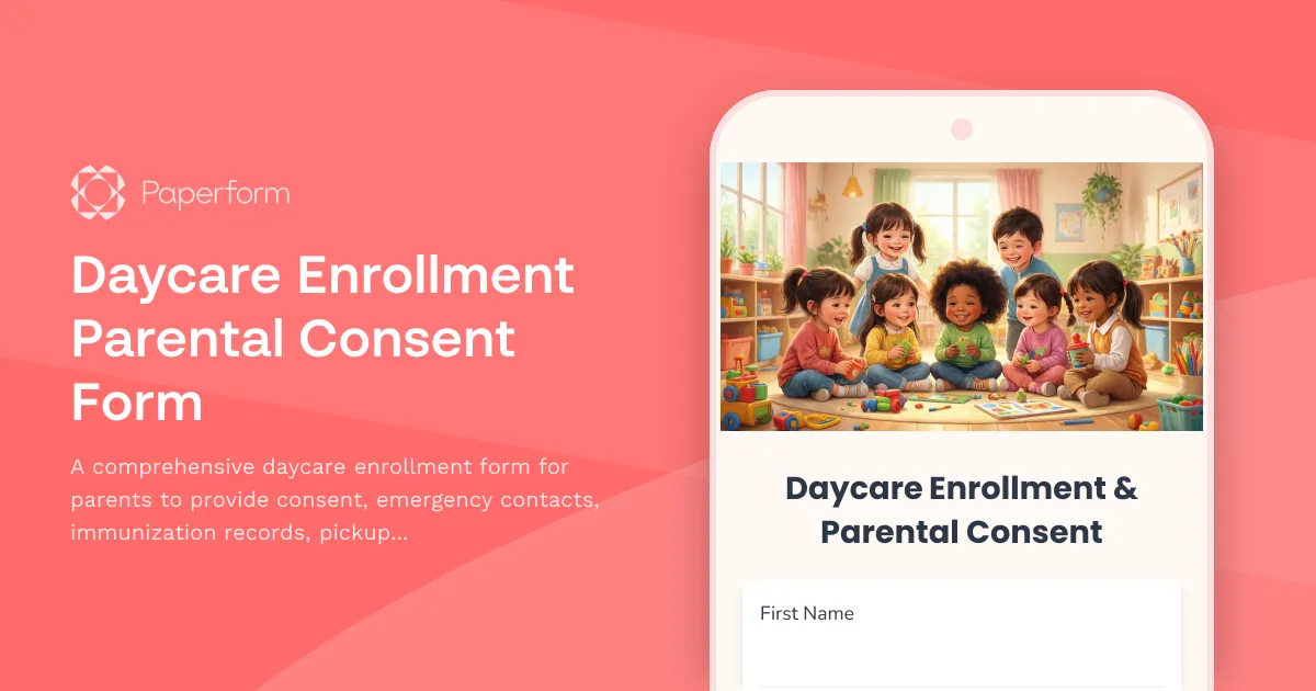 Daycare Enrollment Parental Consent Form