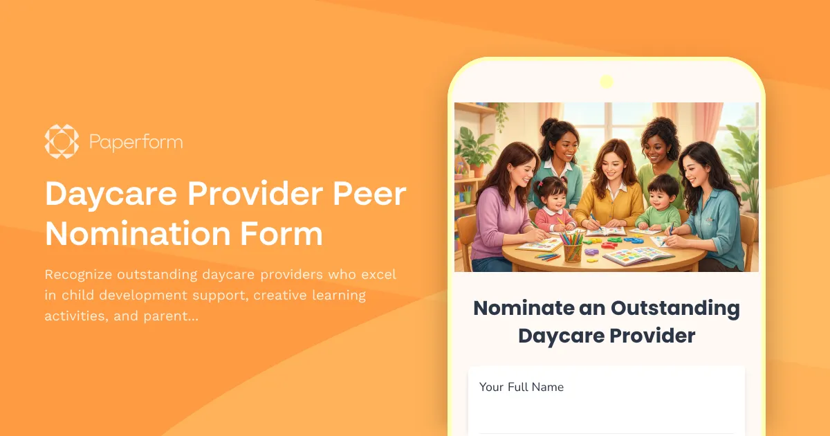 Daycare Provider Peer Nomination Form