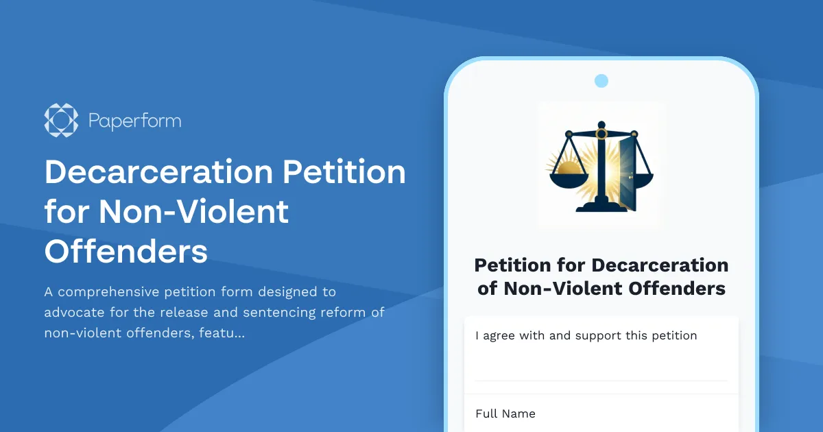 Decarceration Petition for Non-Violent Offenders