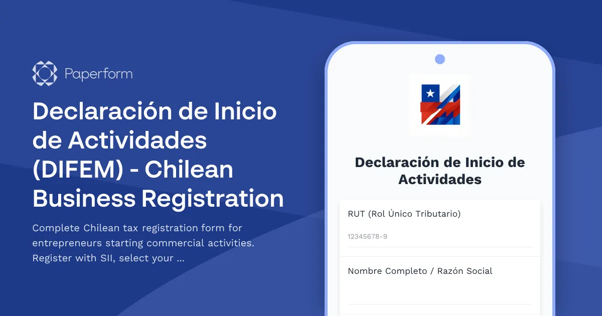 Declaración de Inicio de Actividades (DIFEM) - Chilean Business Registration