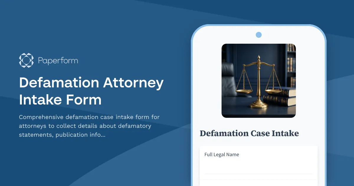 Defamation Attorney Intake Form