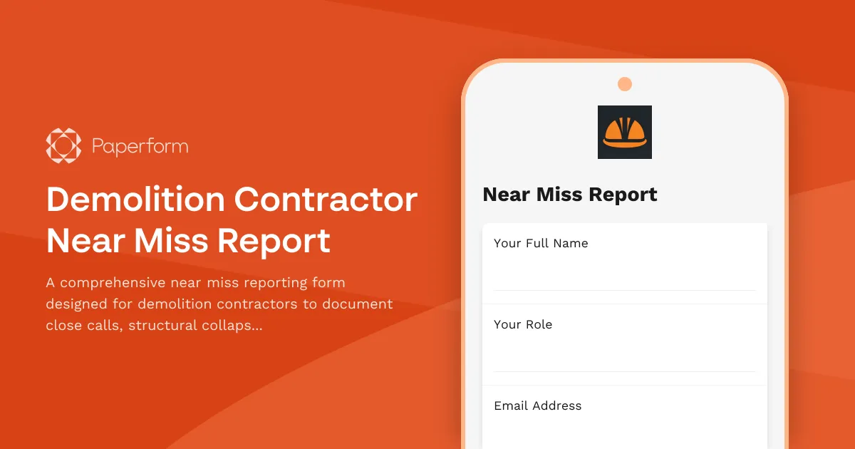 Demolition Contractor Near Miss Report