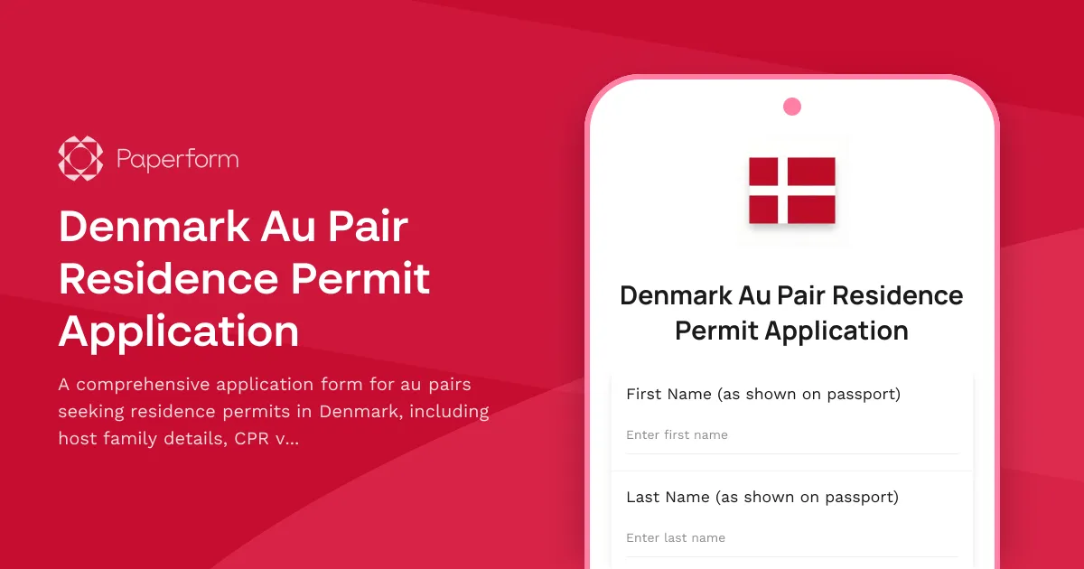 Denmark Au Pair Residence Permit Application