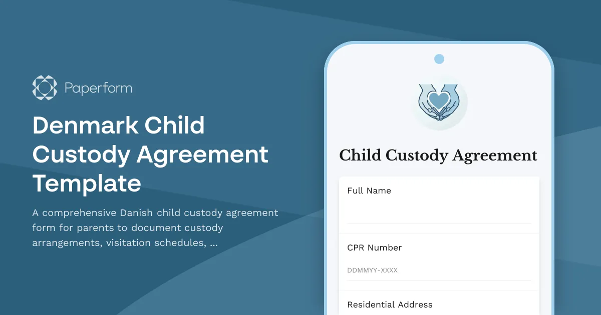 Denmark Child Custody Agreement Template