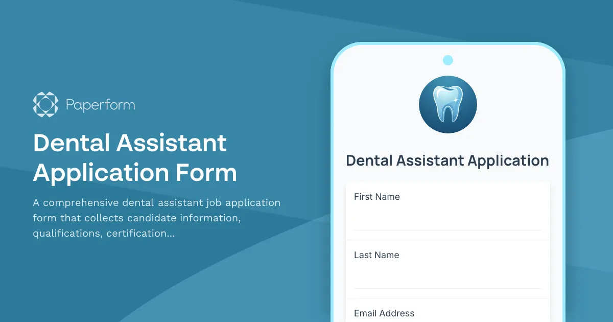 Dental Assistant Application Form