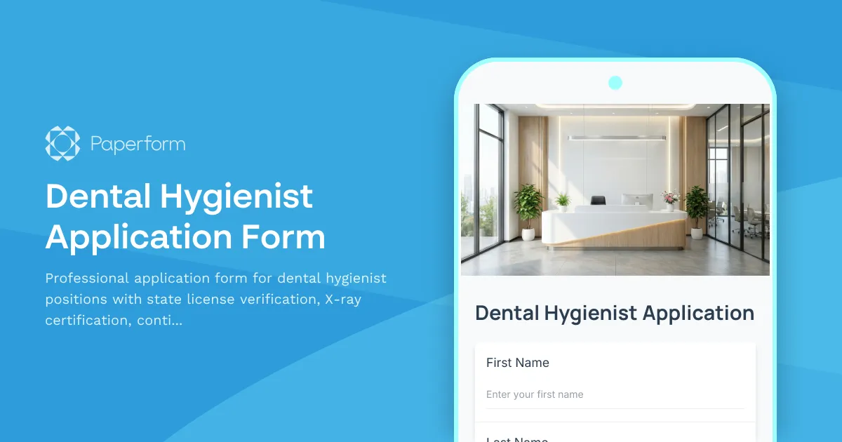 Dental Hygienist Application Form