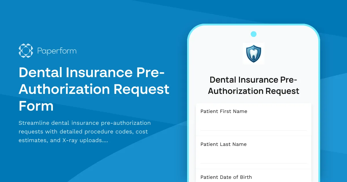 Dental Insurance Pre-Authorization Request Form