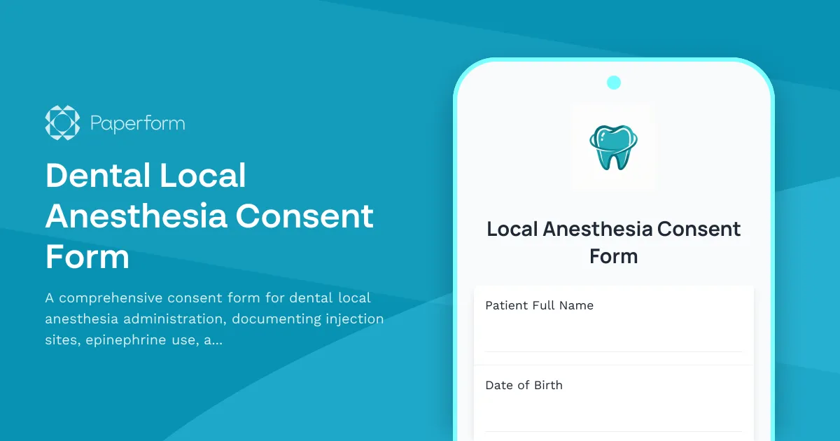 Dental Local Anesthesia Consent Form