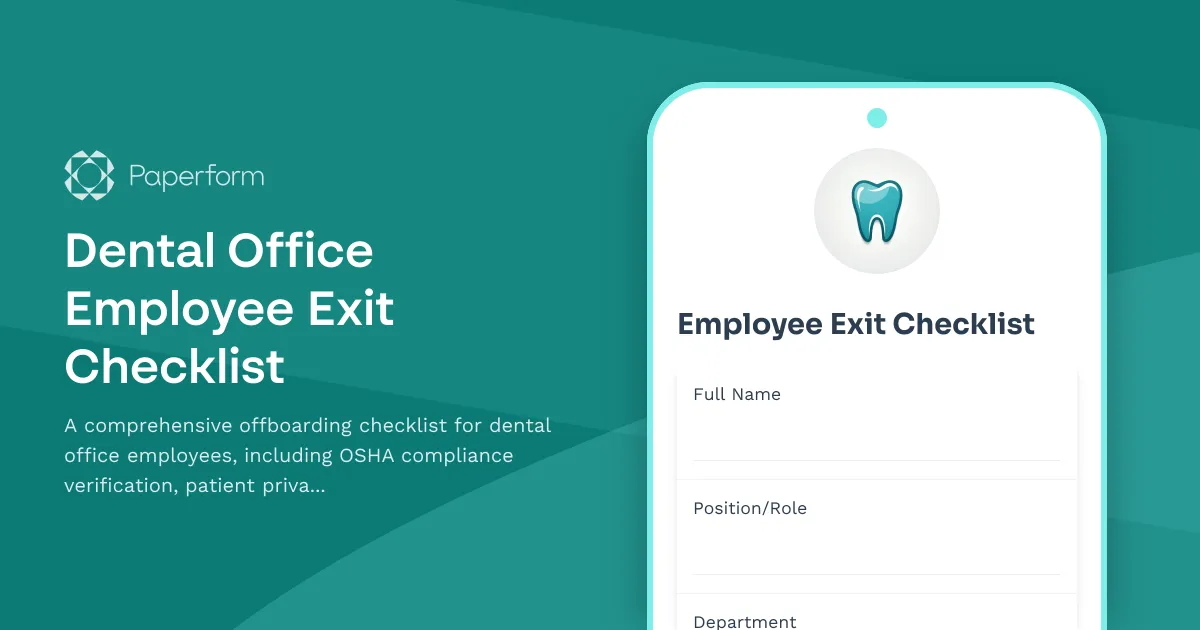 Dental Office Employee Exit Checklist