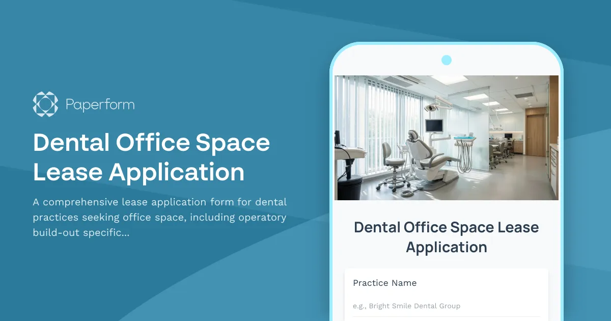 Dental Office Space Lease Application