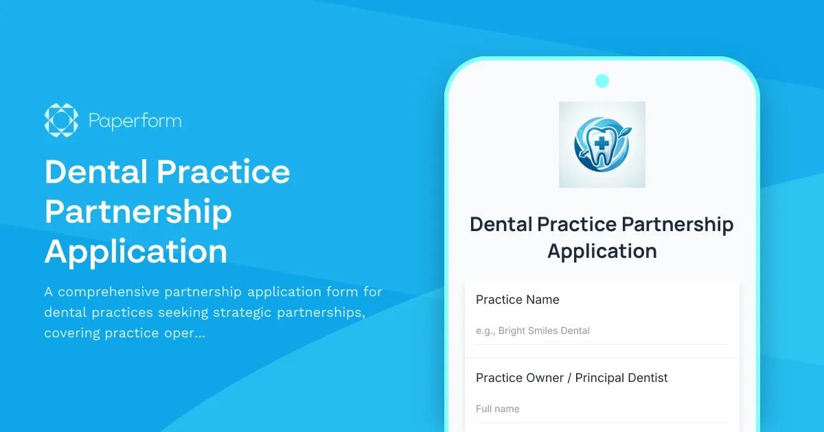 Dental Practice Partnership Application