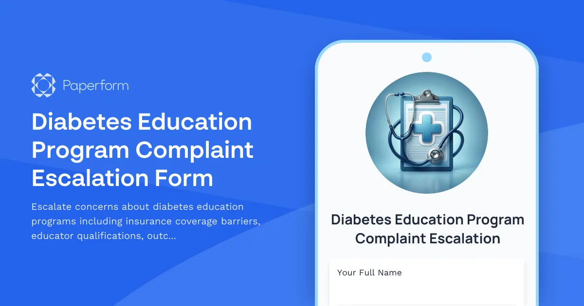 Diabetes Education Program Complaint Escalation Form