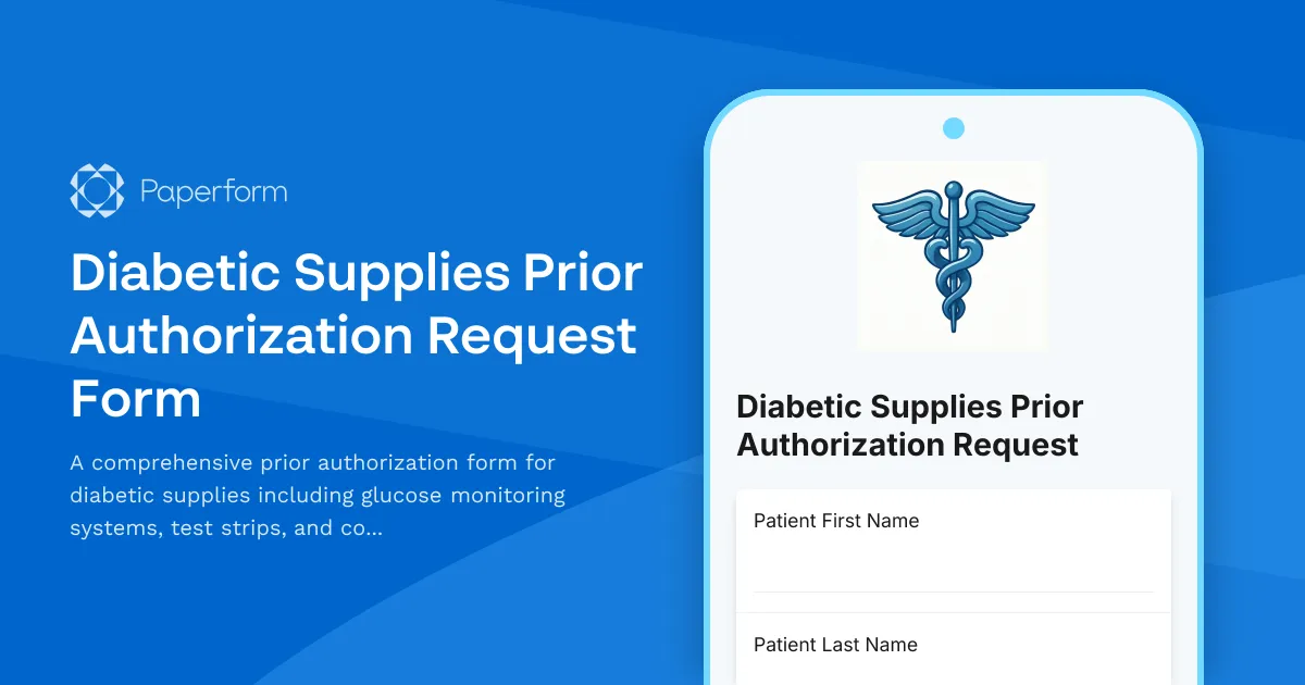 Diabetic Supplies Prior Authorization Request Form