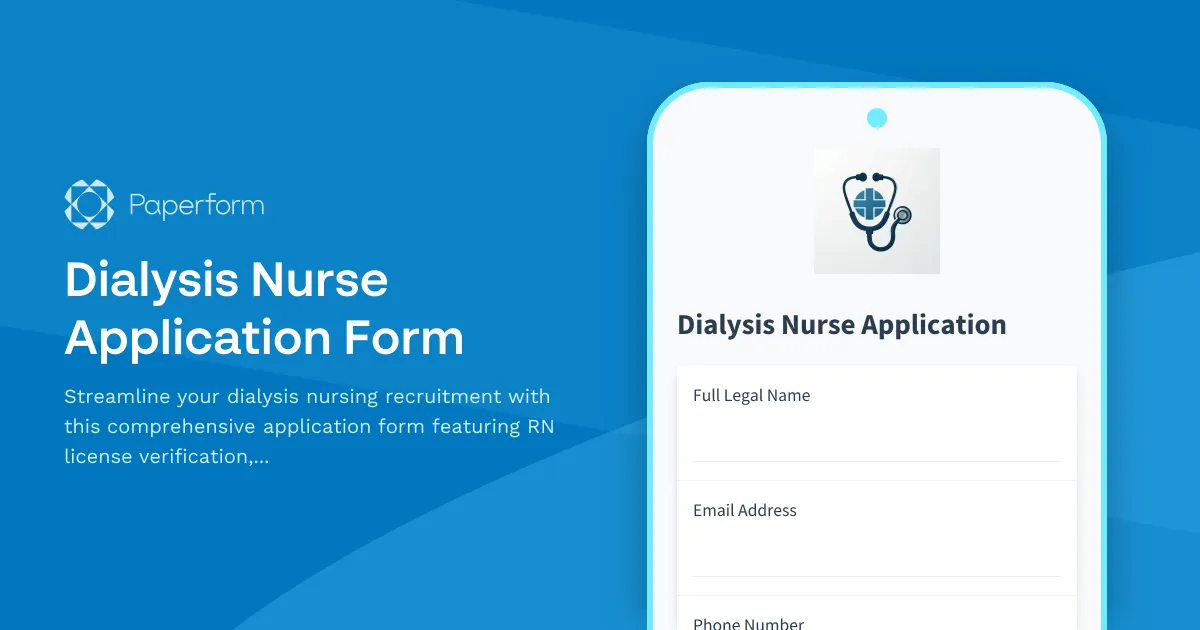 Dialysis Nurse Application Form