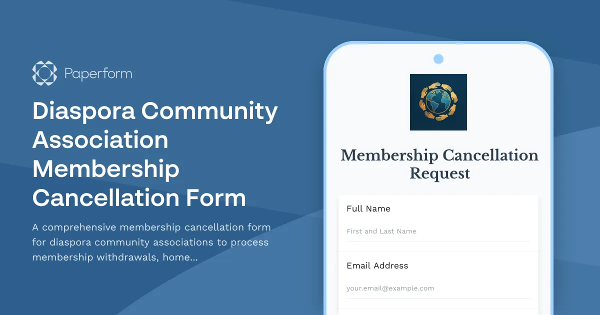 Diaspora Community Association Membership Cancellation Form