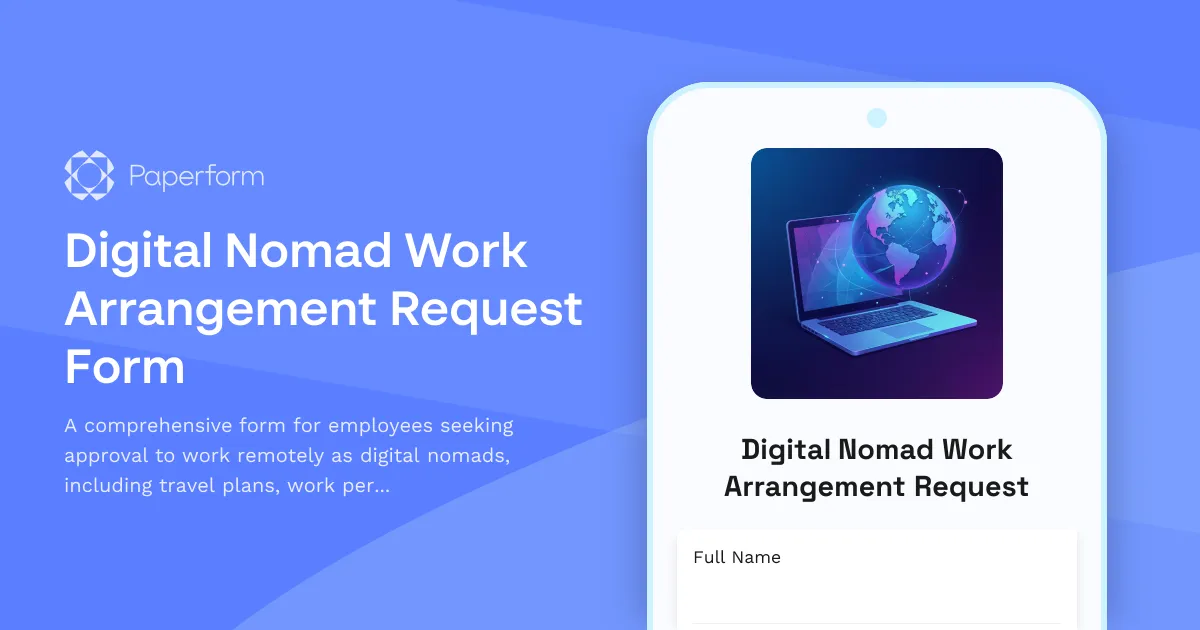 Digital Nomad Work Arrangement Request Form