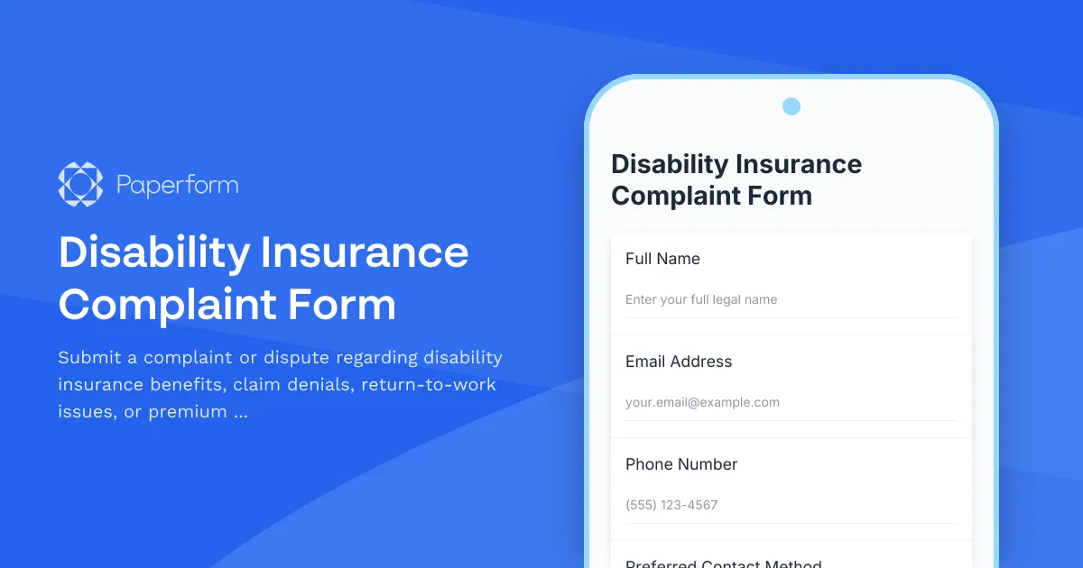 Disability Insurance Complaint Form