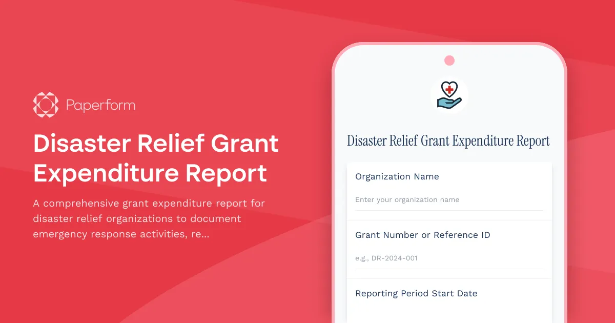Disaster Relief Grant Expenditure Report