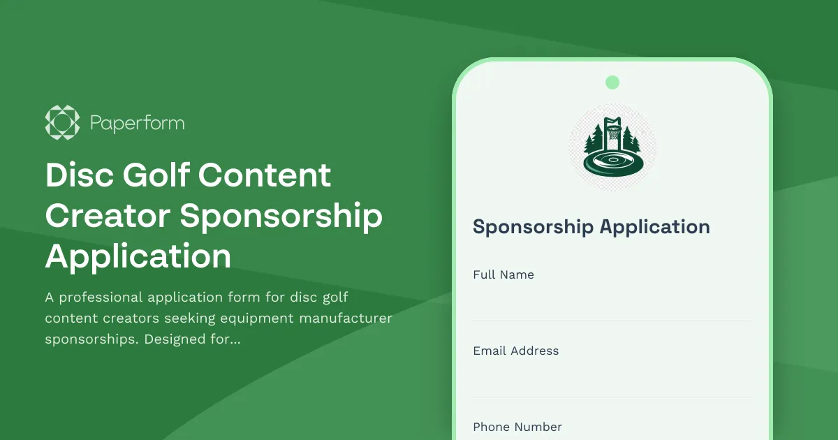 Disc Golf Content Creator Sponsorship Application