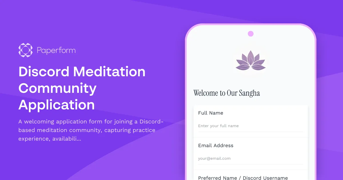 Discord Meditation Community Application