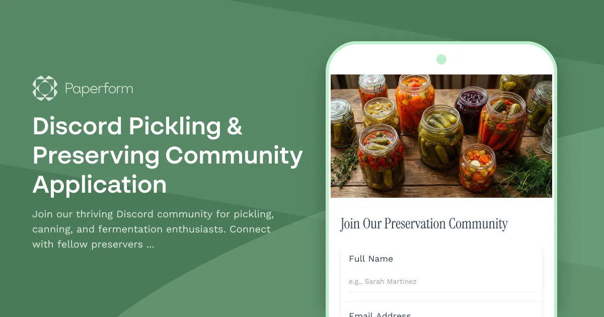 Discord Pickling & Preserving Community Application