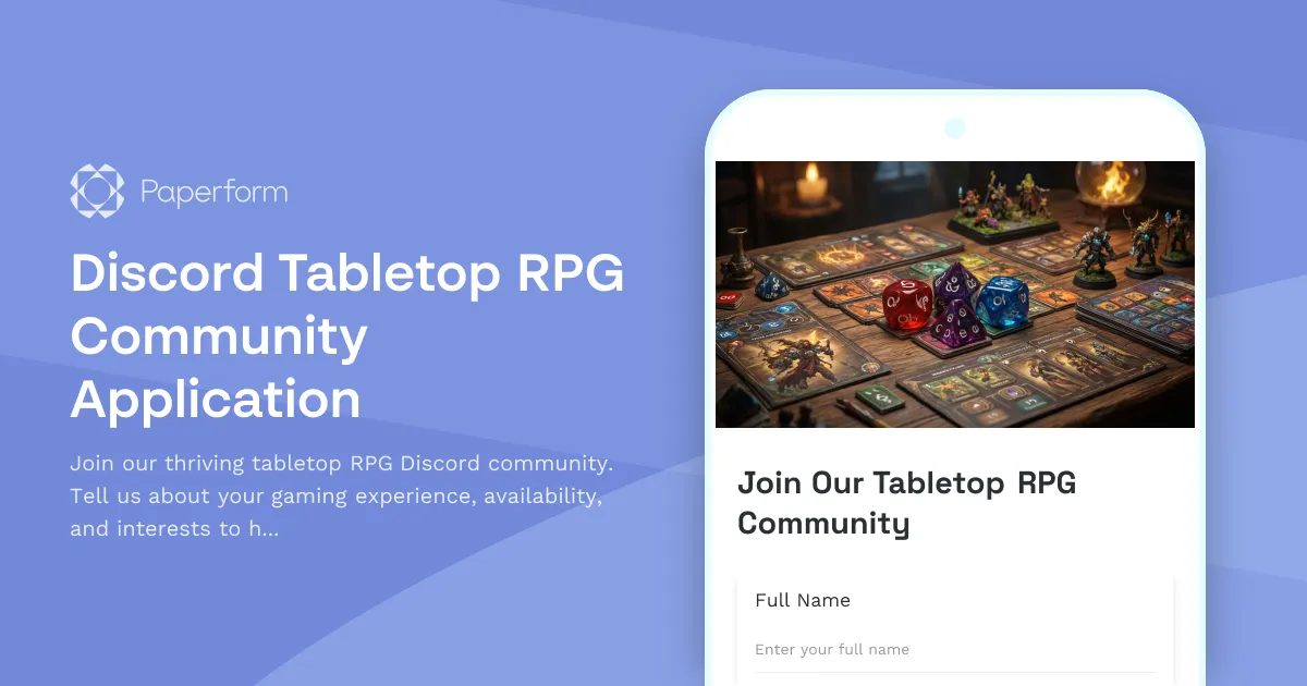 Discord Tabletop RPG Community Application
