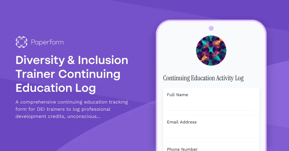 Diversity & Inclusion Trainer Continuing Education Log