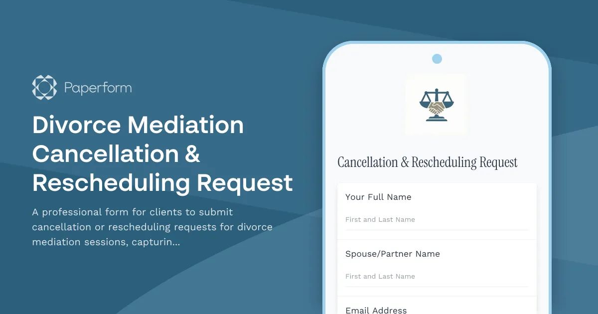 Divorce Mediation Cancellation & Rescheduling Request