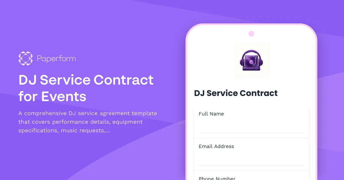 DJ Service Contract for Events