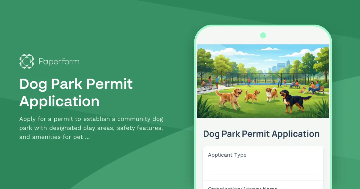 Dog Park Permit Application