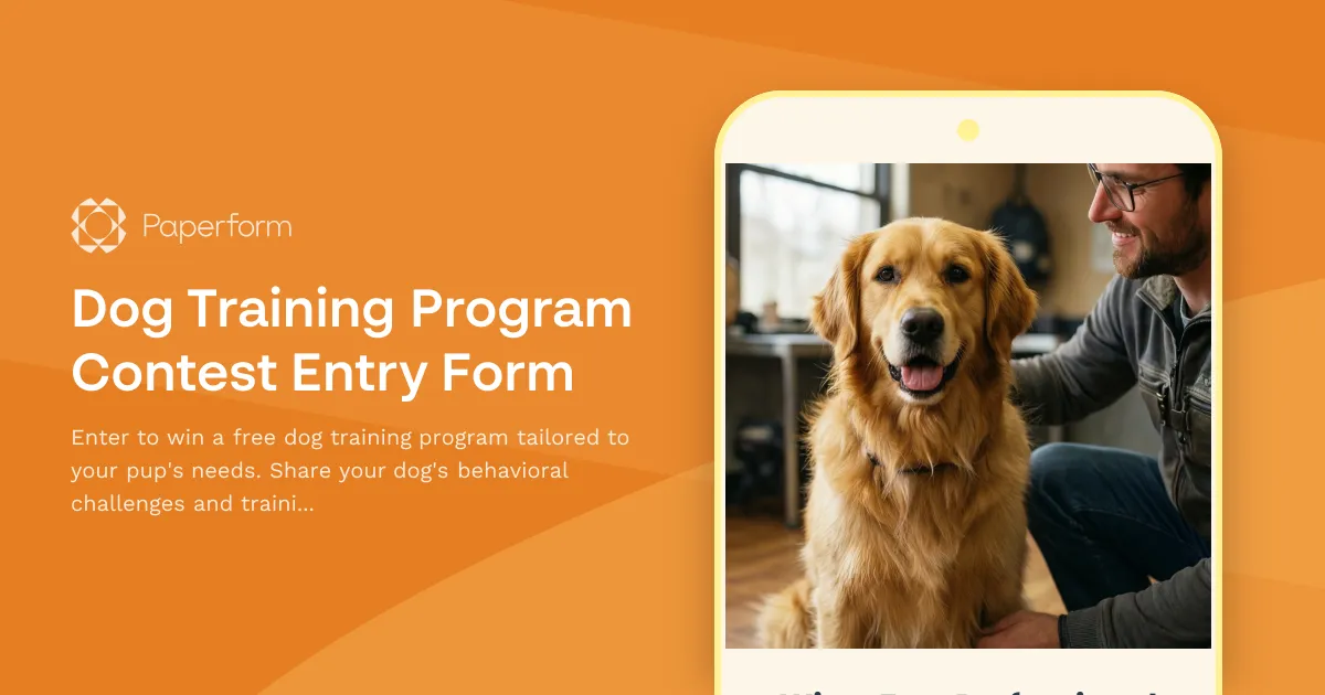 Dog Training Program Contest Entry Form