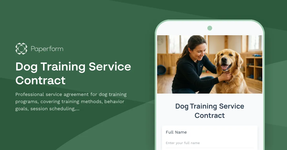 Dog Training Service Contract